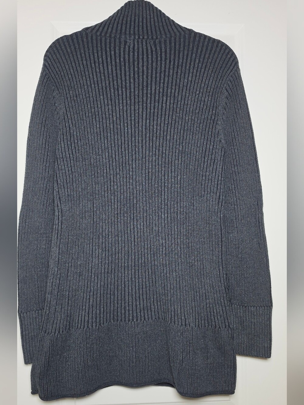 Eddie Bauer Women’s L Long Cable Knit Full Zip Cardigan Sweater Cotton Gray - Picture 3 of 14